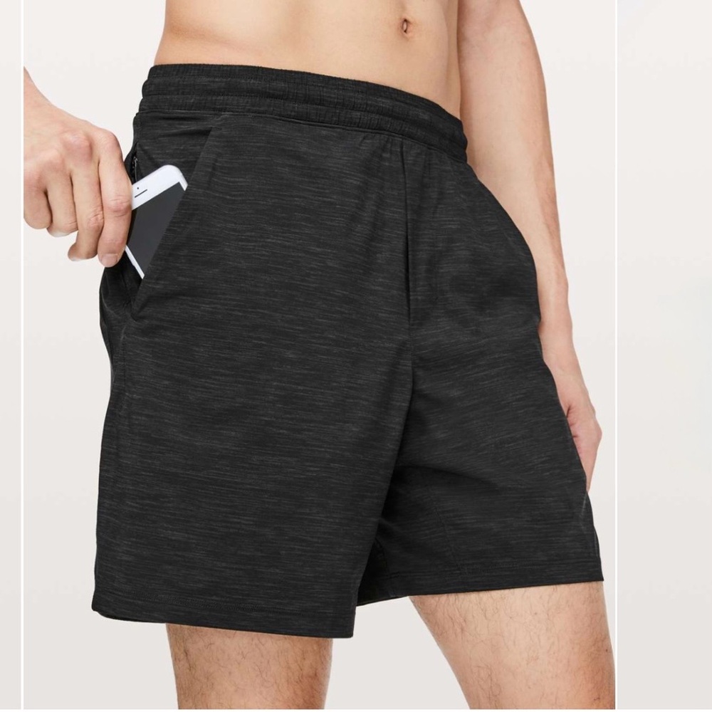 Lululemon Pace Breaker XXL Heathered Black Lined Shorts